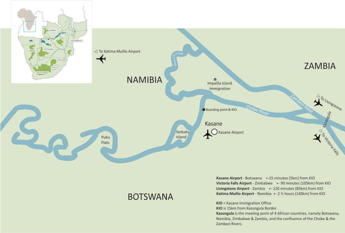 מפה של kasane בוטסואנה