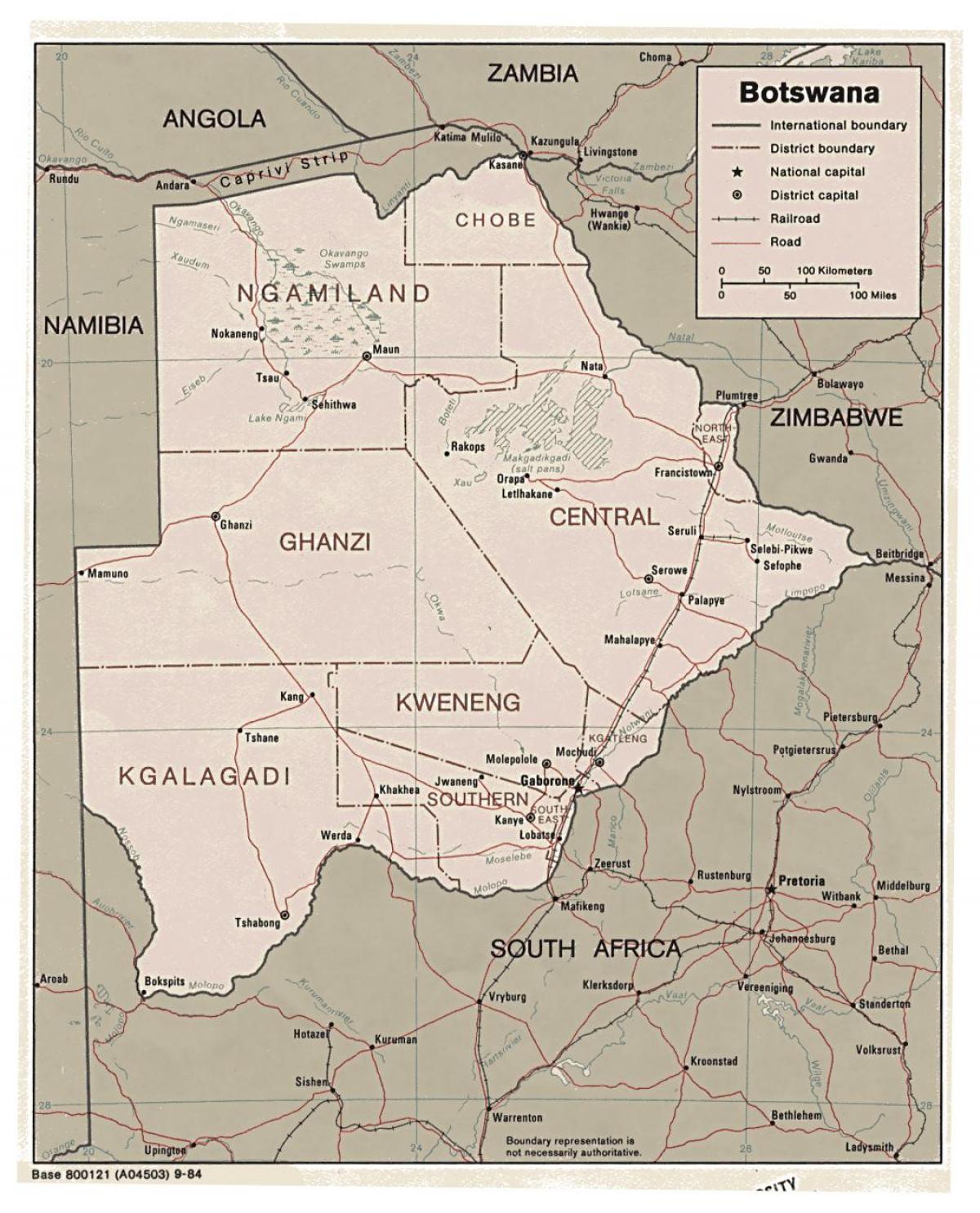 מפה מפורטת של בוטסואנה