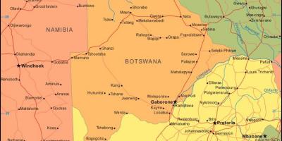 מפה של בוצואנה מראה הכפרים.