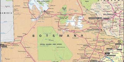 מפה של בוצואנה המפה עם מרחקים