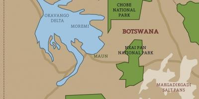 מפה של בוצואנה מפת פארקים לאומיים