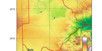 מפה של בוצואנה פיזית.